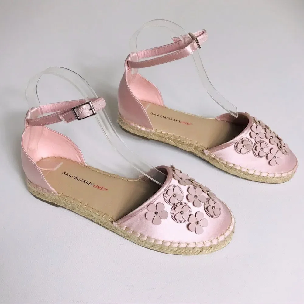 Isaac Mizrahi Floral Applique Satin Espadrilles